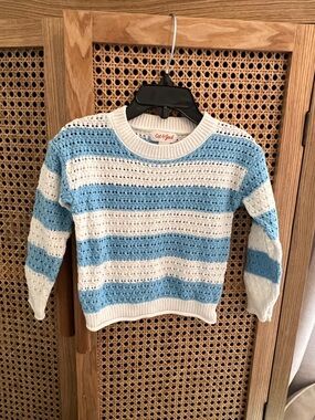 Cat & Jack Blue and White Striped Knit Cotton Sweater